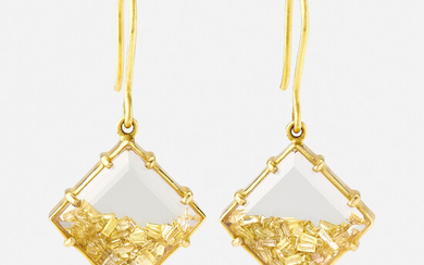 Gold and colored diamond earrings