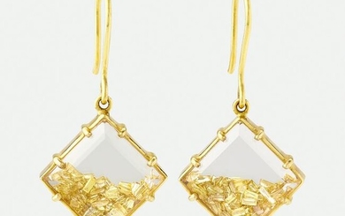 Gold and colored diamond earrings