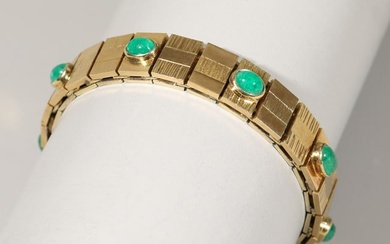Gold bracelet with emerald cabochons
