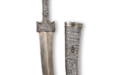 Grande dague Ottomane en acier et argent (jambiyya), Turquie XVIII-XIXe...