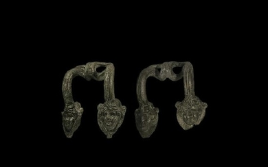 Greek Vessel Handle Pair with Faces