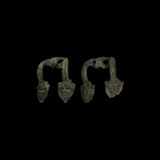 Greek Vessel Handle Pair with Faces
