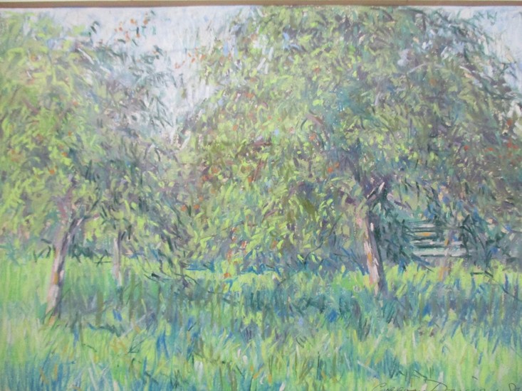Gregory Davies - 'Apple Trees, Wodbury, Devon' pastel signed...