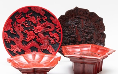Group of Four Chinese Lacquered Dishes
