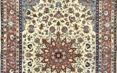Hand Knotted Isfahan Rug, Lamb Wool , 6'3" x 9' 11"