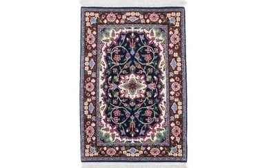 Hand-Knotted Kirman Dark Navy New 2X3 Home Decor Area Rug Oriental Wool Carpet