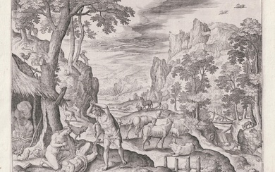 Hans Bol, Adriaen Collaert, Sadeler, Adam and Eve discover the dead body of Abel.