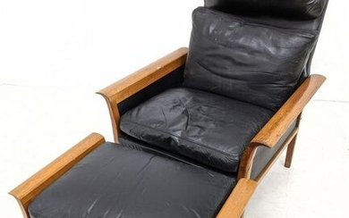 Hans Olsen Lounge Chair and Ottoman. Danish Modern Teak