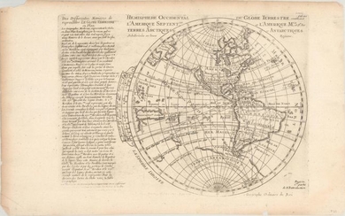 "Hemisphere Occidental du Globe Terrestre Contenant l'Amerique Septentle. et l'Amerique Mle...", Moullart-Sanson, Pierre