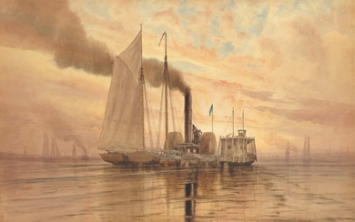 Henry Farrer (1843-1903), Sunset, Gowanus Bay, New York