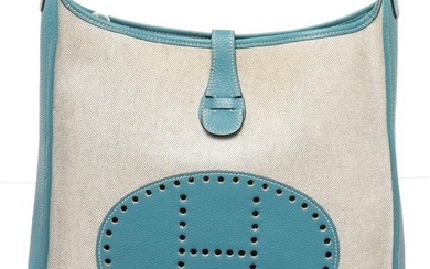 Hermes Blue Leather Evelyne 1 GM Crossbody Bag
