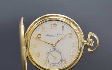 IWC 14k yellow gold hunting cased pocket watch,...