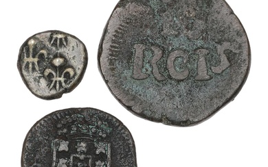 India, Portuguese India, Goa, 19th cent., 6 and 15 Reis; French India,...