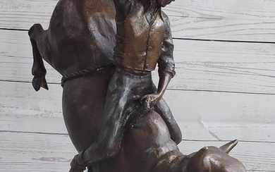 Inspired Rodeo Bull Rider Bronze Sculpture - 24" x 19"