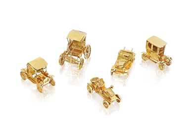 Jacques Hazard, Five Gold Antique-Style Model Cars