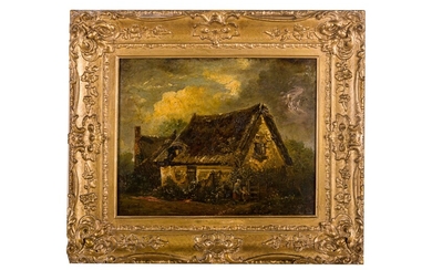 James Stark Cottage in the English countryside with two figures