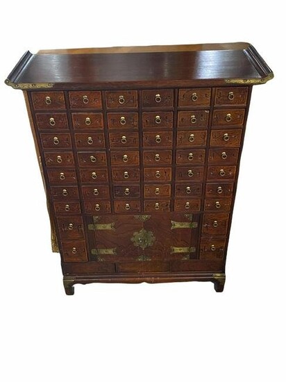 Japanese Apothecary Chest with Brass Handleg with 46