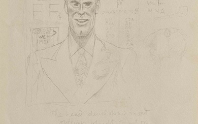Jared French (American, 1905-1987) Portrait signé (en bas à droite) crayon sur papier 17.4 x...