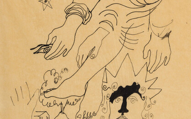 Jean Cocteau (1889-1963) Composition Surréaliste - Personnage Surmonté de Mains et Jambes Pen and ink on tissue thin paper, 1924, sheet 325 x 250mm., 12 ½ x 9 7/8in.