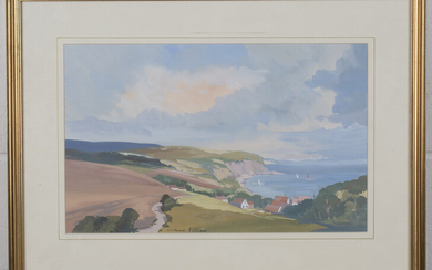 John Pillow - 'South Devon Coast', watercolour and gouache, signed recto, titled verso, 25