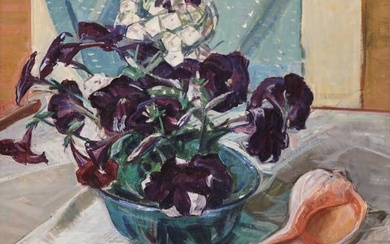 John Sharman ''Petunias'' Oil on Canvas