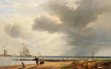 John Wilson Carmichael (British, 1800-1868) Dutch shipping off the coast...