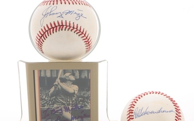 Johnny Mize and Red Schoendienst Signed Baseballs with a Mize Card COA
