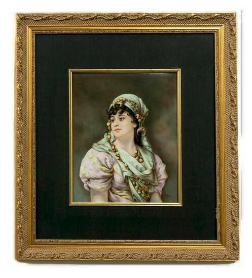 KPM Porcelain Plaque of a Gypsy, 19th C. Signed Wirkner