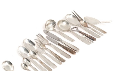 “Karina”. Danish silver cutlery. Manufactured by Horsens Sølvvarefabrik and W. & S. Sørensen. Weight excl. parts with steel app. 3188 gr. (113)