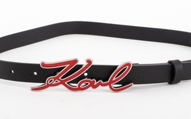 Karl Lagerfeld Black Leather Belt