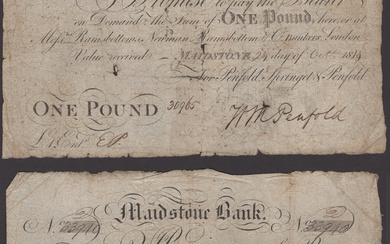 Kentish Bank, for Penfold, Springet & Penfold, £1, 24 October 1814, serial...