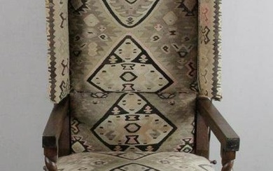 Kilim Upholstered Wing Chair