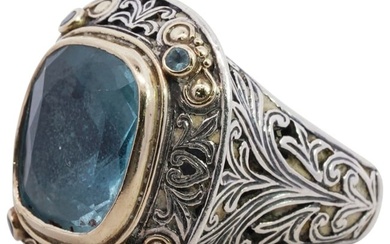 Konstantino Sterling Silver, 18K Gold & Blue Topaz Ring