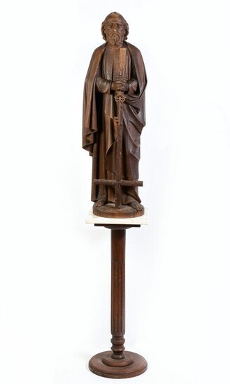 LARGE EXQUISITE WOOD CARVING OF SAINT PETER