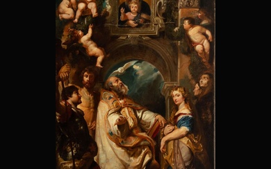 L'Extase de saint Grégoire, d'après des modèles baroques flamands, d'après Pierre Paul Rubens, XIXe siècle...