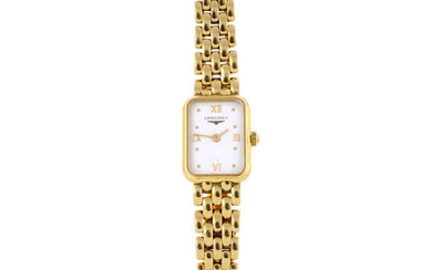 LONGINES - a lady's 18ct yellow gold Prestige Gold bracelet watch.
