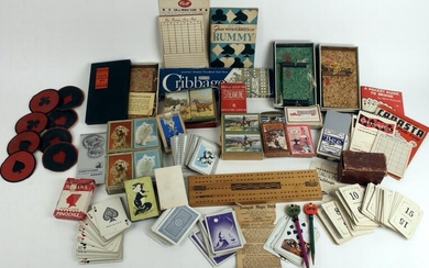LOT OF VINTAGE PLAYING CARD ITEMS INC FLINCH