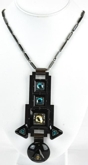 Lanvin C 1998 Gun Metal Tone Necklace