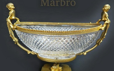 Large Bronze/Baccarat Crystal Centerpiece signed Marbro