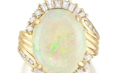 Large Opal and Diamond Ring