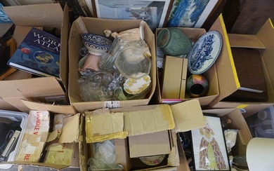 Large Quantity of Sundries, To include China and Glass, Pictures, Encyclopaedias, Vintage Coats