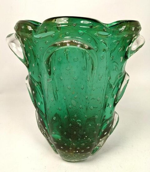 Large Seguso Style Art Glass Murano Vase. Internal Bub