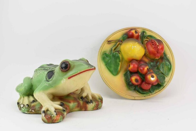 Large Vintage Chalkware Frog