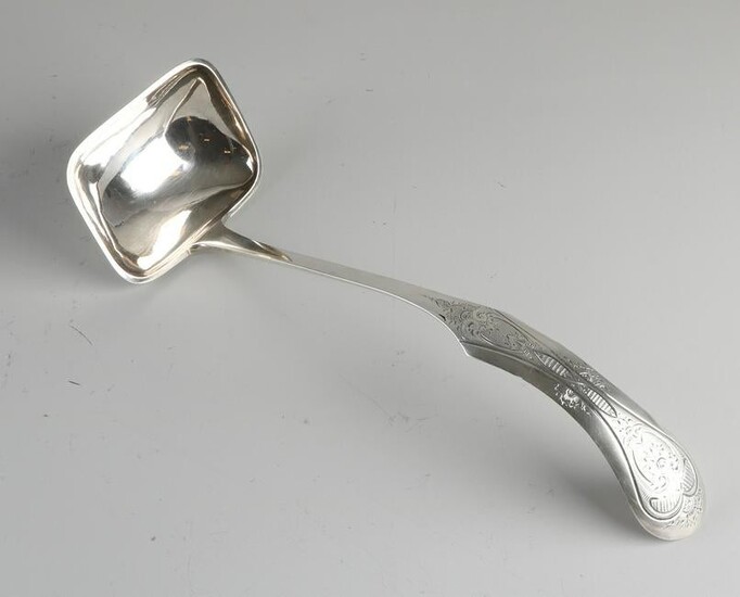 Large silver serving spoon, 833/000, with a rectangular