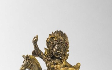 Le Dharmapala Lhamo sur sa mule , protecteur de...