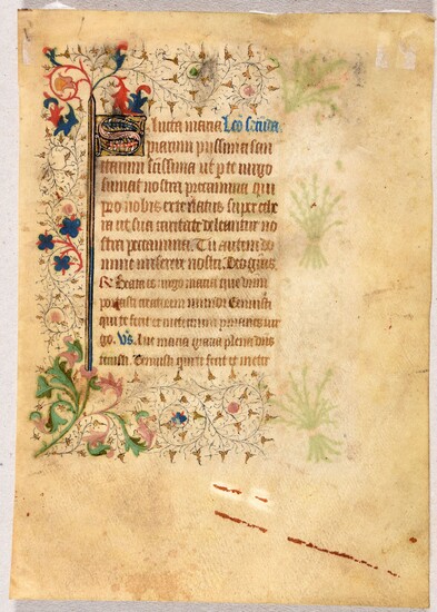Leaf from an illuminated Book of Hours. [France ca. 1450] 1 f. (22 x 15,5...