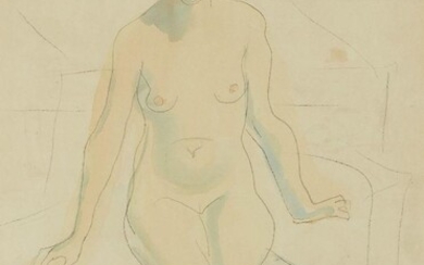Leon Underwood, British 1890-1975 – Seated Nude, 1931; pencil and watercolour on paper, signed and dated lower right ‘Leon 31’, 51.5 x 34.8 cm (ARR) Provenance: Neffe-Degandt, London; private collection Exhibited: London, Wolseley Fine Arts, ‘Pure...