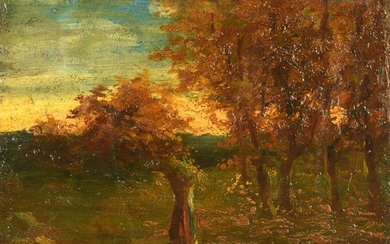 Leonardo Roda (1868 - 1933) PAESAGGIO olio su tavola, cm 22,5x28 firma