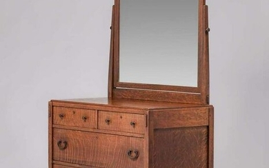 Limbert Four-Drawer Mirrored Dresser c1910