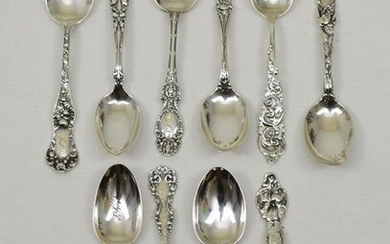 Lot of Antique Art Nouveau Sterling Silver Spoons